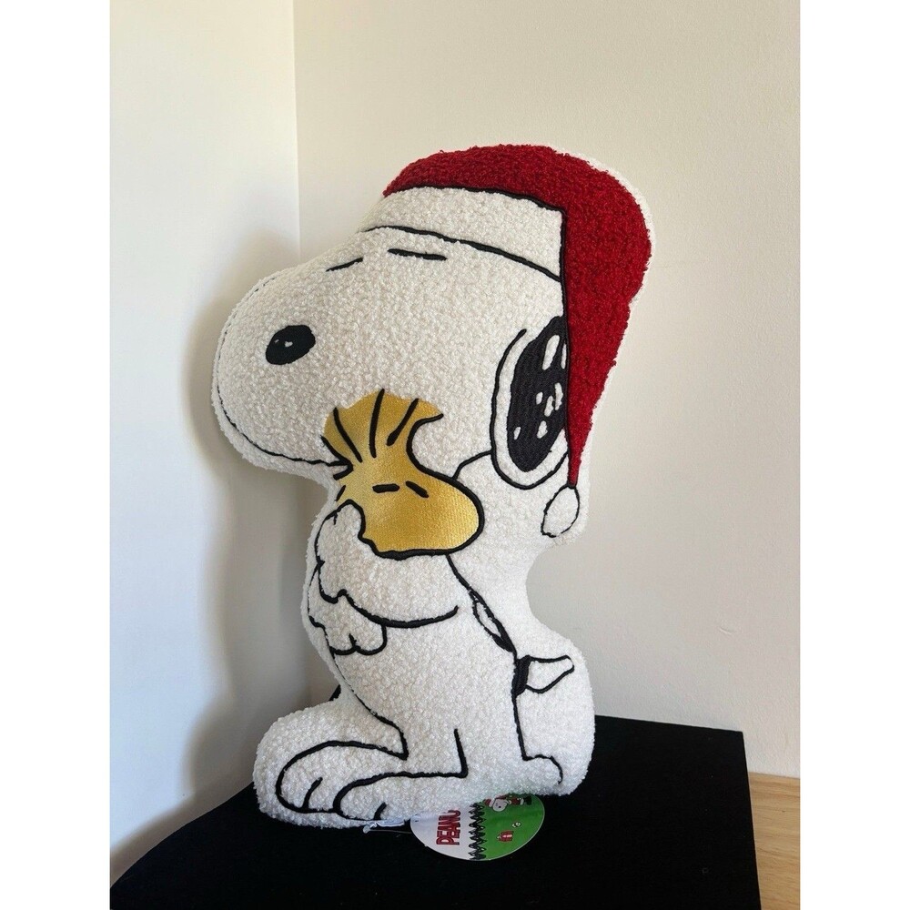 Peanuts Snoopy Christmas Sherpa Pillow - Hugging Woodstock plush NWT Limited